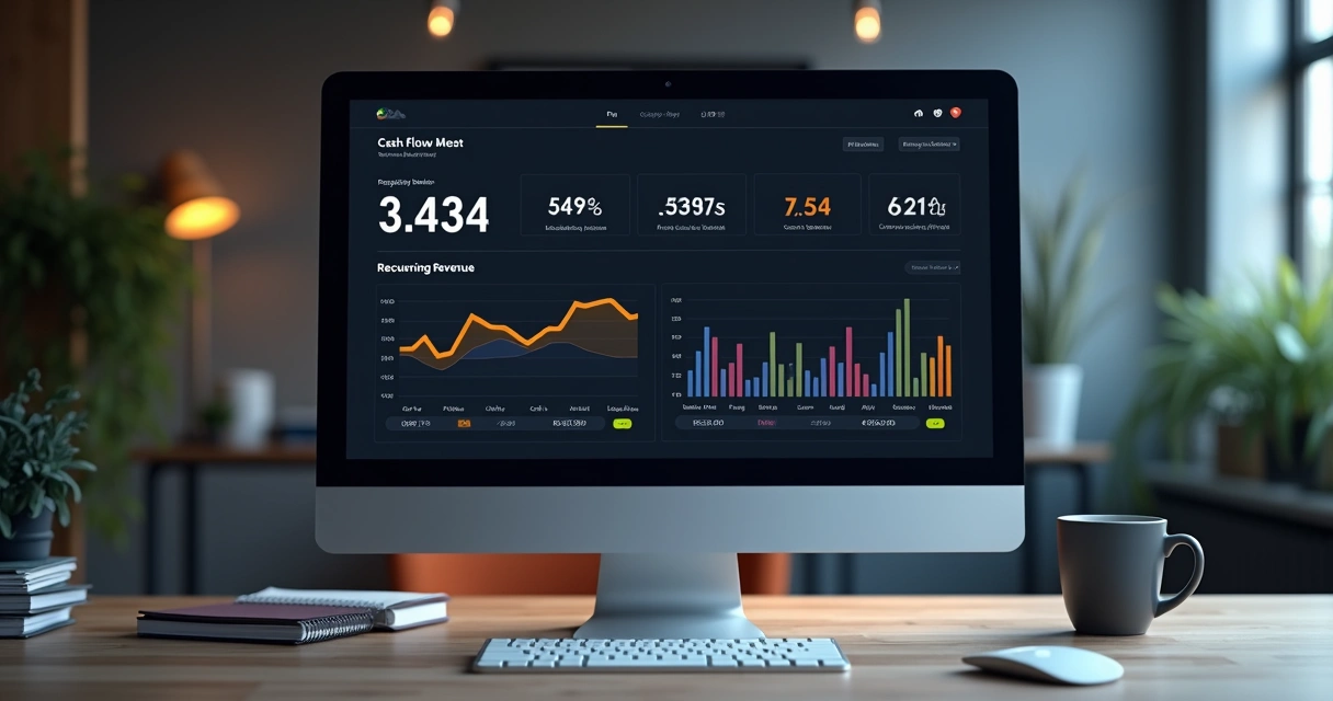 Gráfico simples mostrando três indicadores essenciais para PME em tela de computador. 
