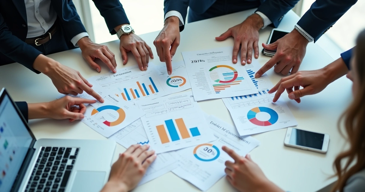 Gráfico comparativo de indicadores éticos y financieros en una mesa de trabajo 