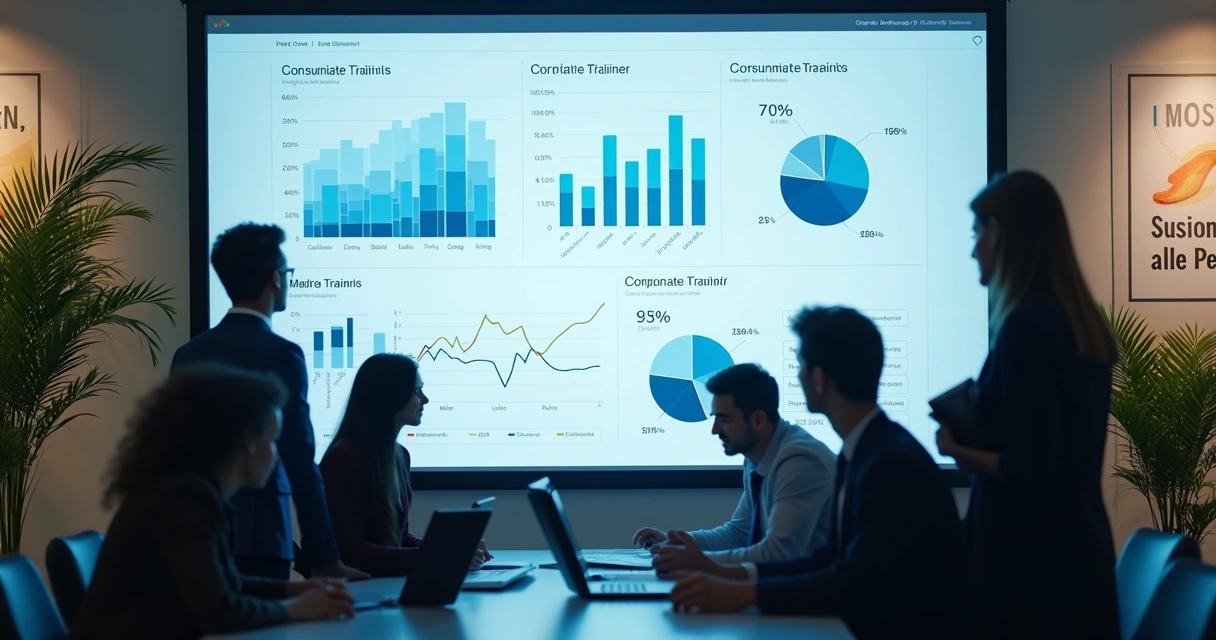 Indicadores de educação corporativa em painel digital 