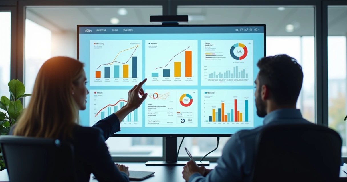 Dashboard digital mostrando indicadores de feedback em gráficos simples e coloridos 