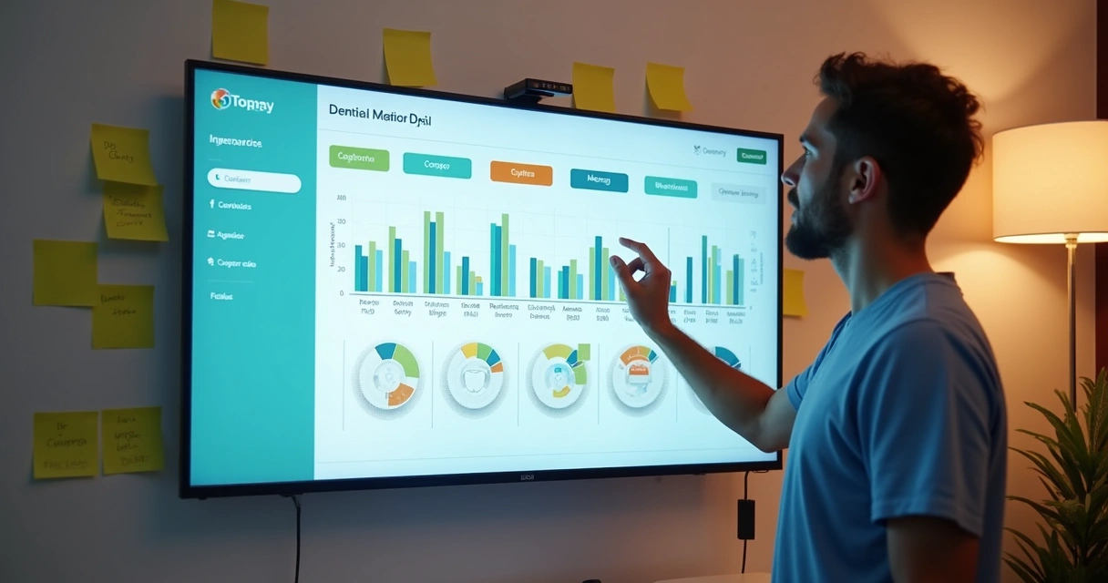 Dashboard com funil de captação, agendamento e fechamento odontológico 