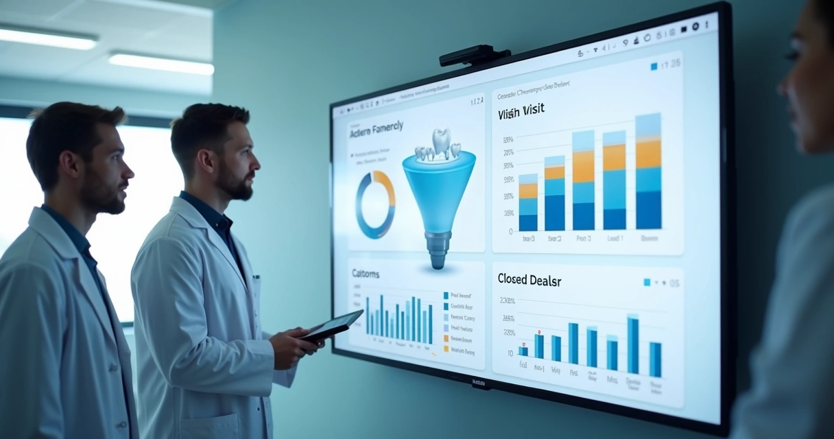 Painel de indicadores de funil de vendas de clínica odontológica 