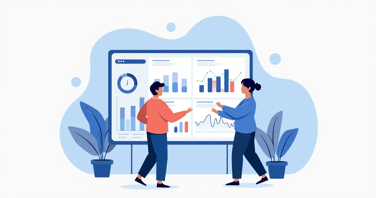 Dashboard simples mostrando indicadores de output e metas alcançadas por equipes remotas