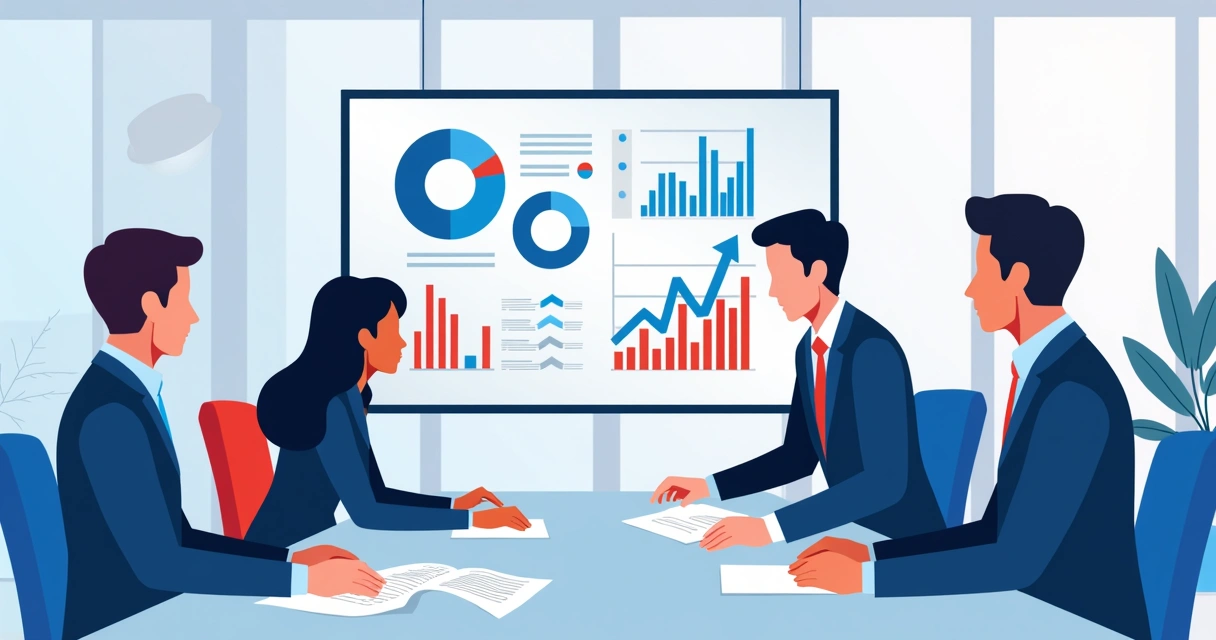 Oficina con equipo revisando gráficos de RRHH en pantalla 