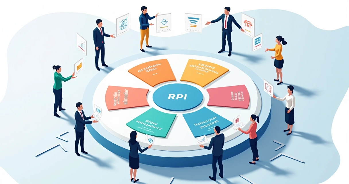 Dashboard circular con indicadores clave de gestión de recursos humanos 