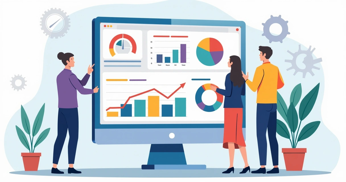 Gráfico colorido de indicadores de desempenho em assistência técnica