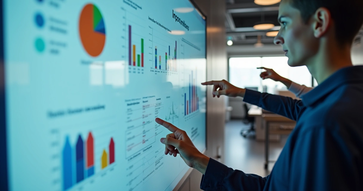 Painel com gráficos e indicadores de avaliação de impacto humano 