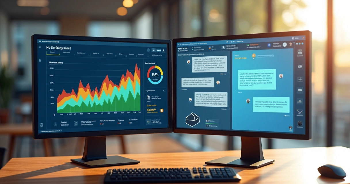 Dashboard de KPIs imobiliários com IA e gráficos de desempenho 