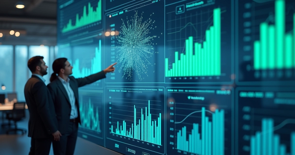 Painel com indicadores de IA em negócios 