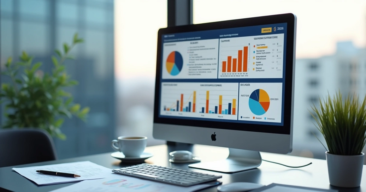 Dashboard com gráficos imobiliários comparando métricas de imóveis corporativos