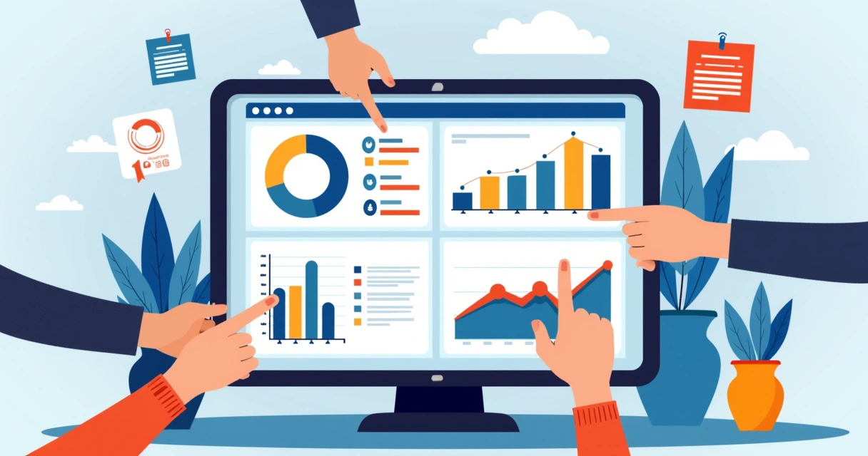 Dashboard exibindo KPIs de marketing digital em tela 