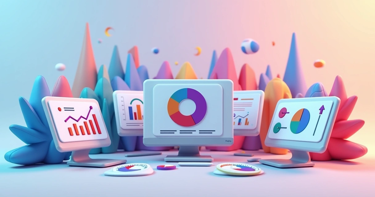 Indicadores de lucro e desempenho em gráficos de e-commerce 
