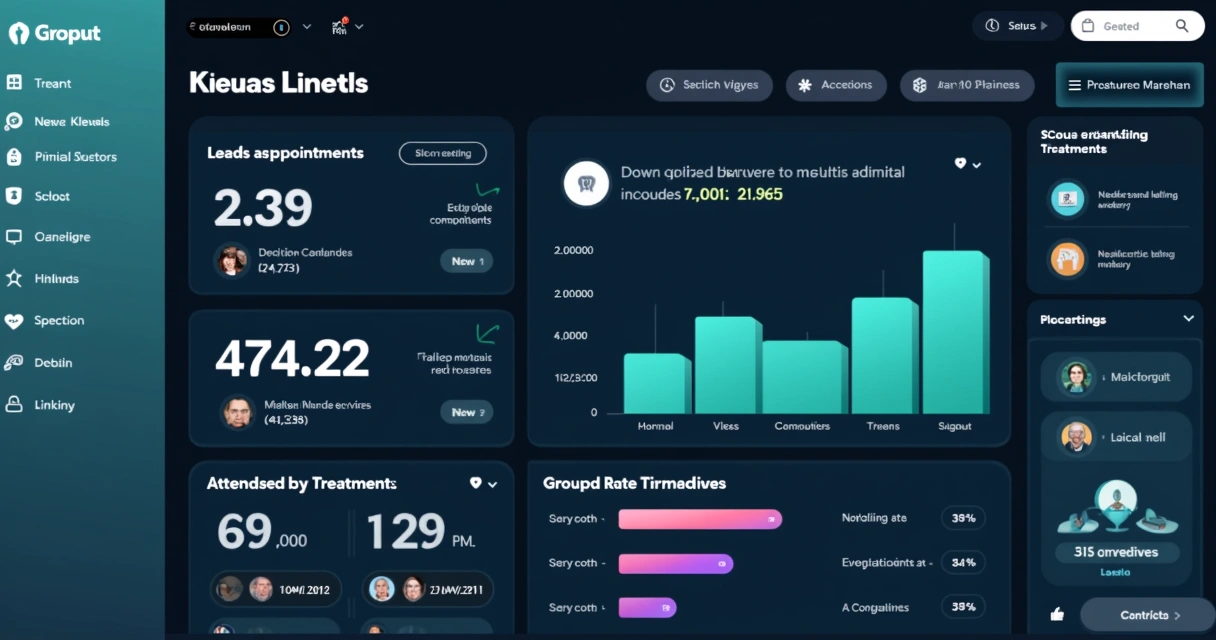 Painel de indicadores de marketing de uma clínica odontológica