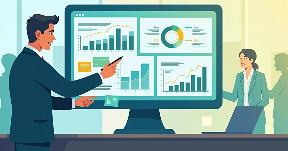 Painel de métricas de vendas B2B em tela de computador 