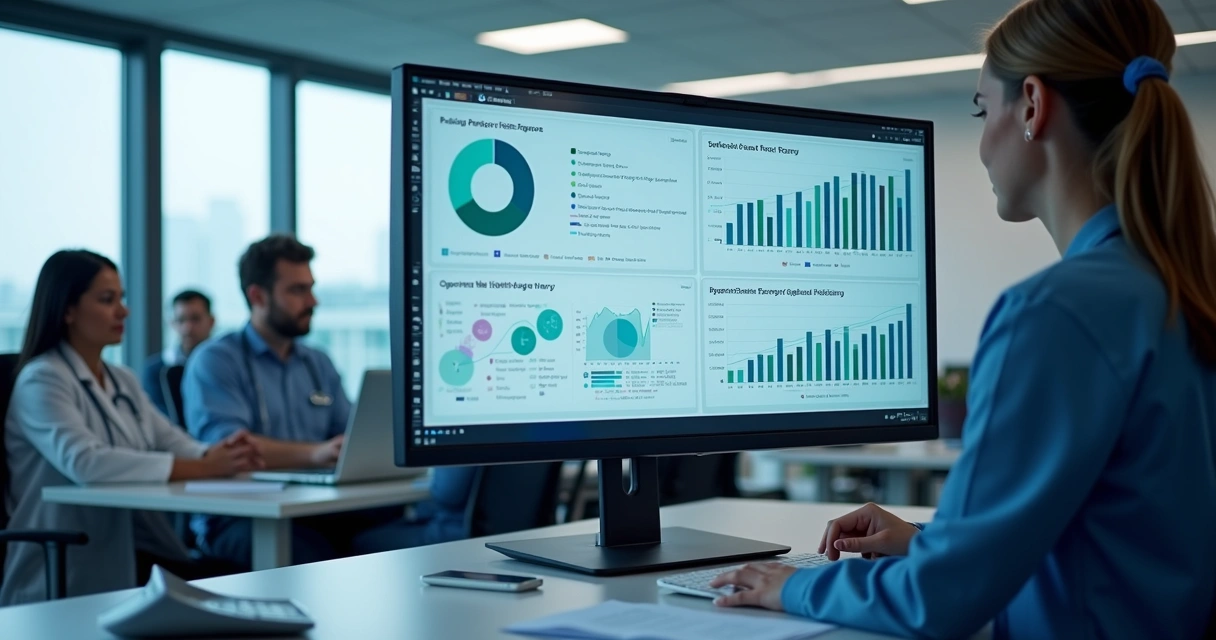 Indicadores de desempenho em monitor em ambiente de saúde