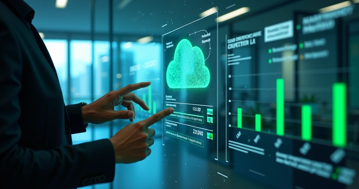 Indicadores de desempenho de cloud computing em gráfico digital 