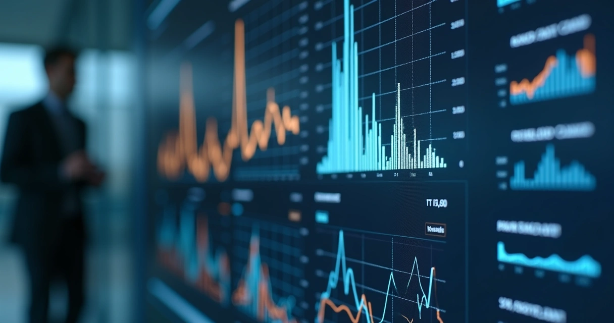 Indicadores de desempenho mostrando estagnação em tela digital 