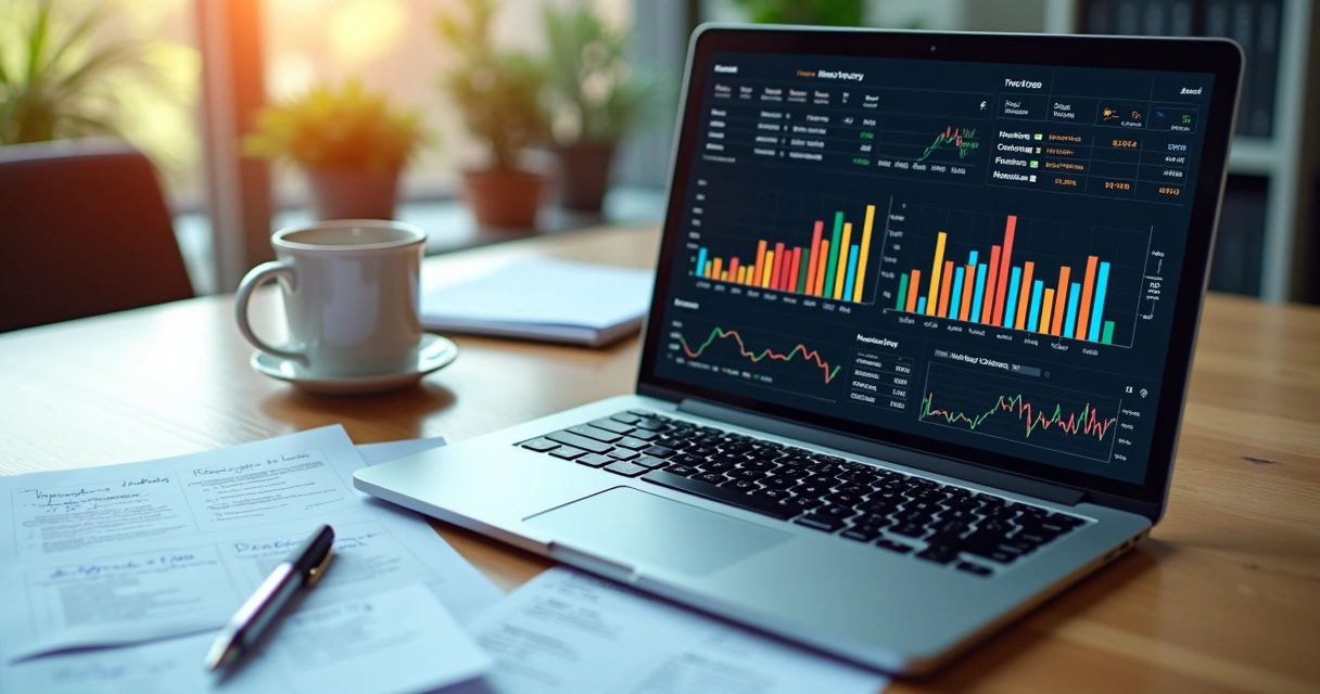 Gráfico com indicadores operacionais em tela de computador