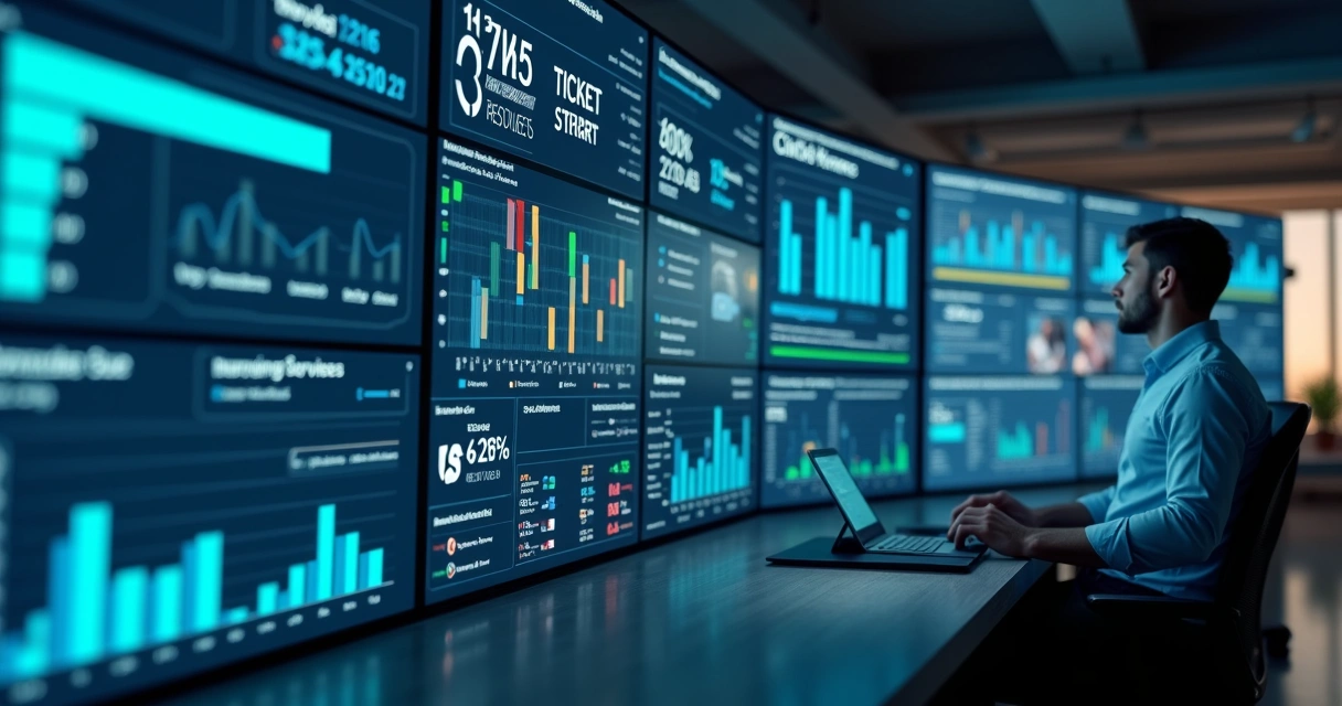 Dashboard de indicadores de help desk em TI 