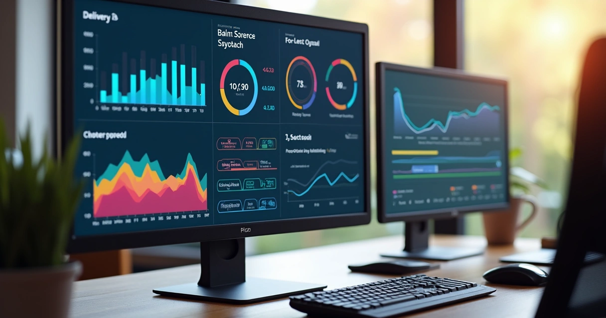 Gráficos coloridos mostrando indicadores de performance do vendedor. 