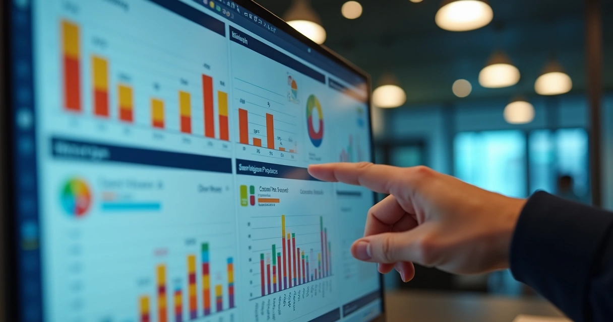 Tela de dashboard digital com indicadores de gestão de projetos 