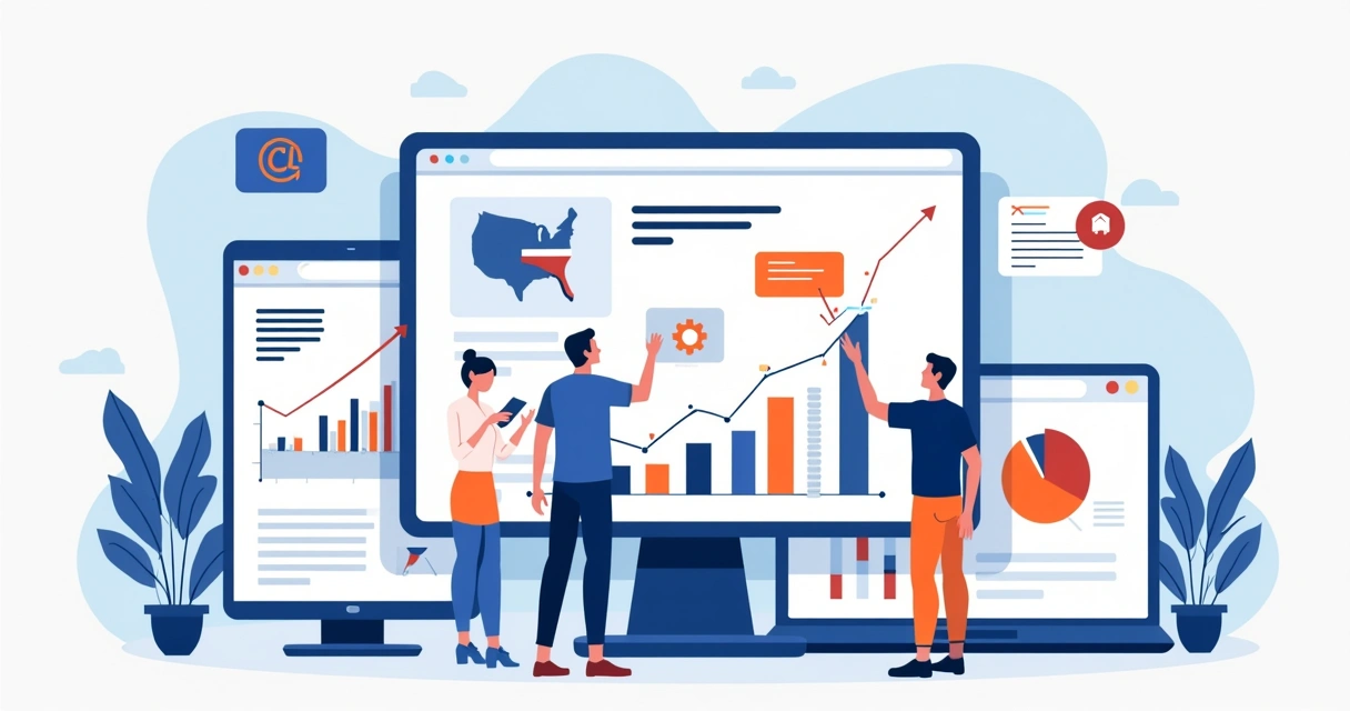 Painel digital com gráficos e indicadores de engajamento de comunicação política 