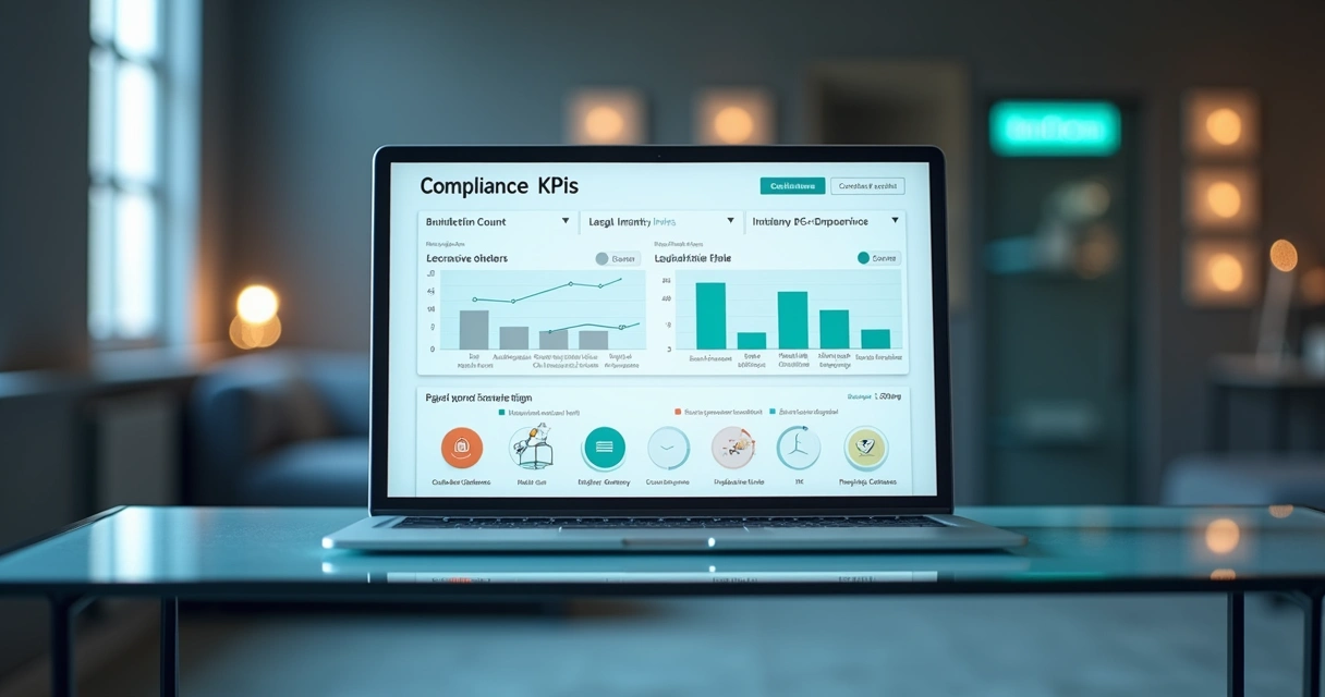 Dashboard com gráficos de indicadores sobre compliance em proteção de dados e privacidade