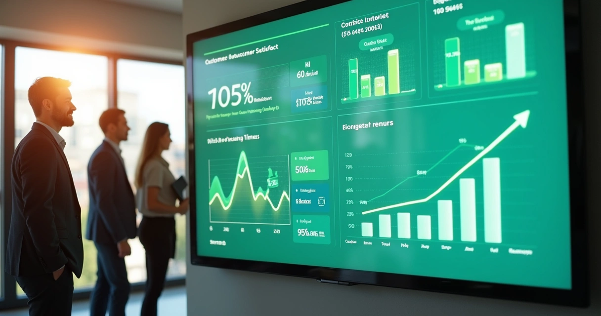 Painel de indicadores do SAC mostrando resultados positivos 