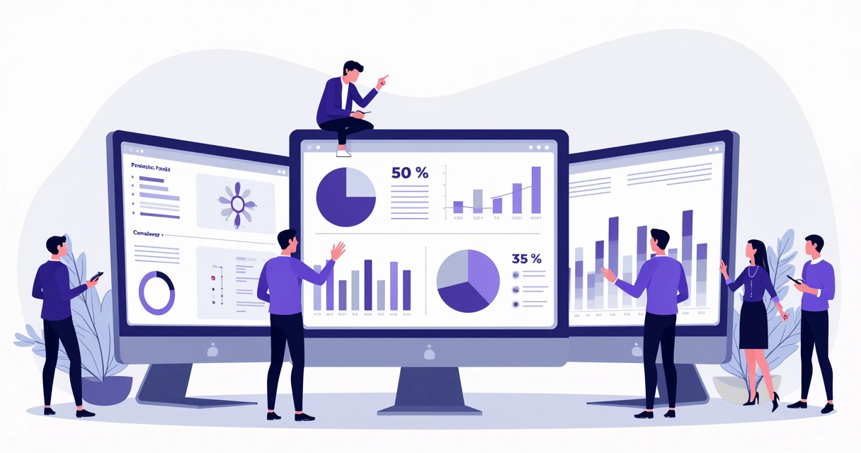 Dashboard com indicadores de status dos leads em telas de computador 