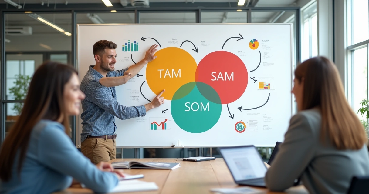 10 Táticas de Geração de Leads Qualificados para Empresas B2B 5 Gráfico visual de TAM SAM SOM para vendas B2B