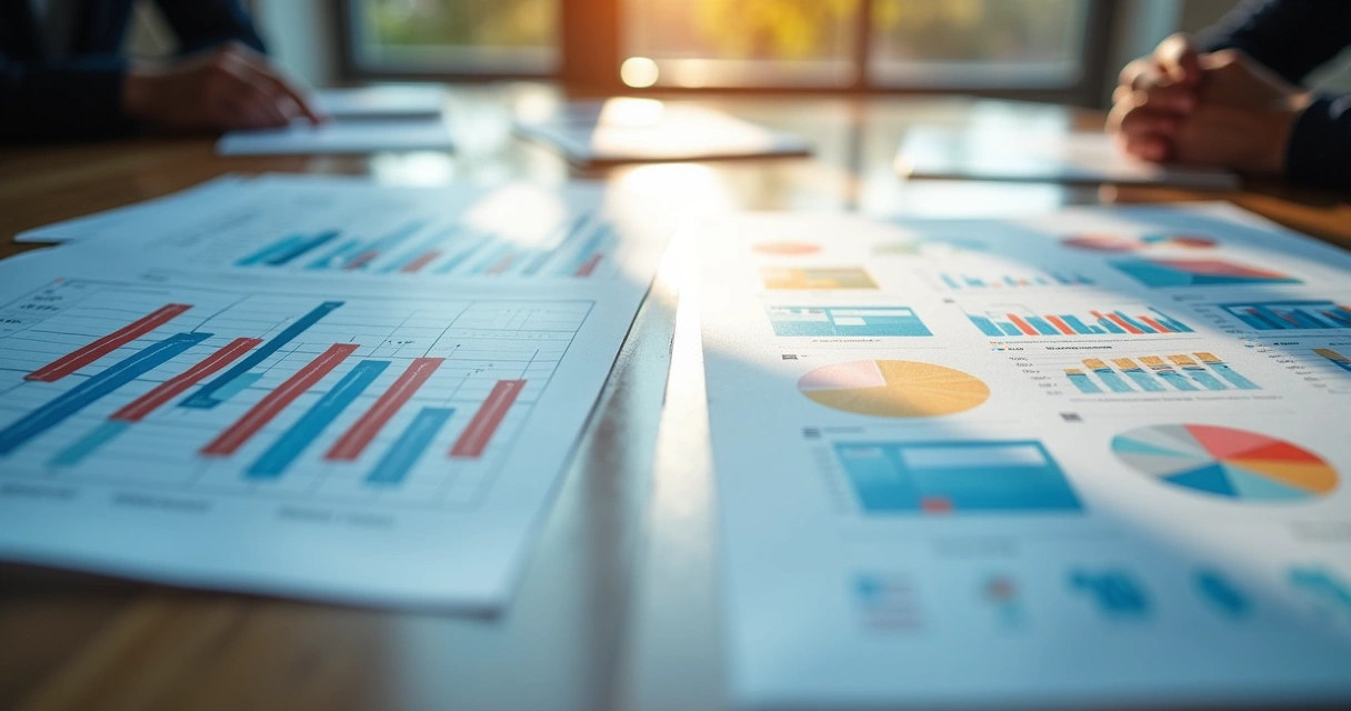 Gráficos financeiros tradicionais ao lado de avaliações sobre valores humanos