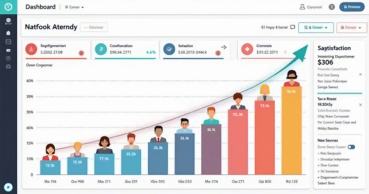 Gráfico colorido mostrando a evolução da satisfação dos clientes