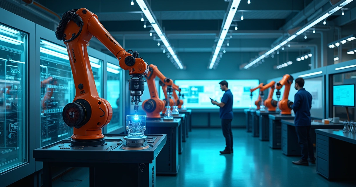 Lista Atualizada de Indústrias no Brasil por Setor e Região 11 Robôs industriais trabalhando em chão de fábrica digital