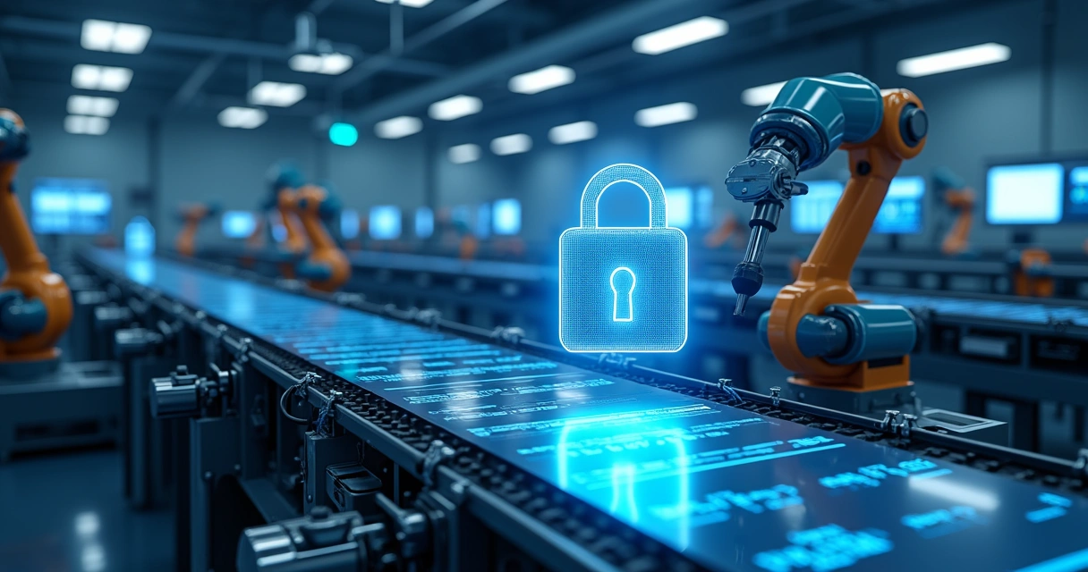 Linha de produção industrial com backup digital 