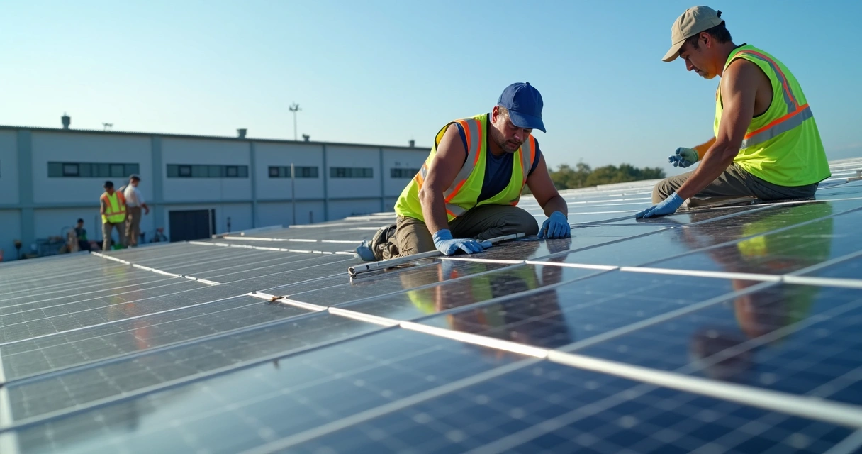 Indústria pernambucana recebendo instalação de energia solar 