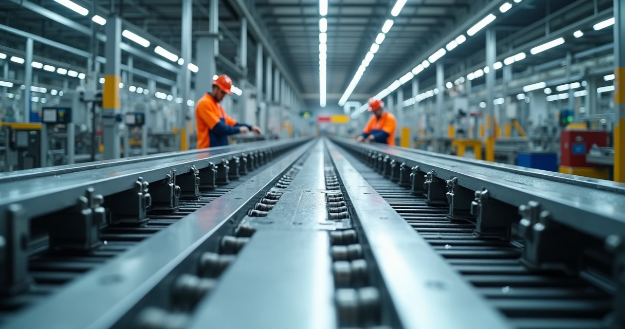 Linha industrial brasileira com componentes metálicos 