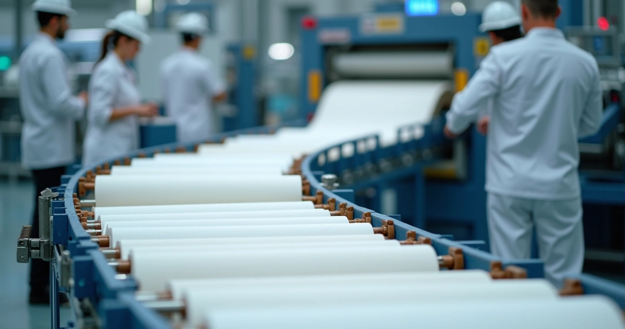Linha de produção de papelão com fibra de celulose seca em rolos