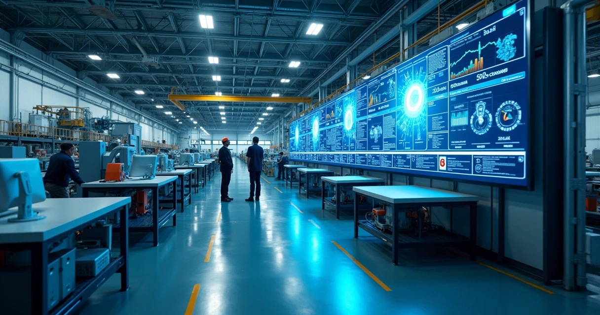 Indústria moderna com sensores 5G e automação