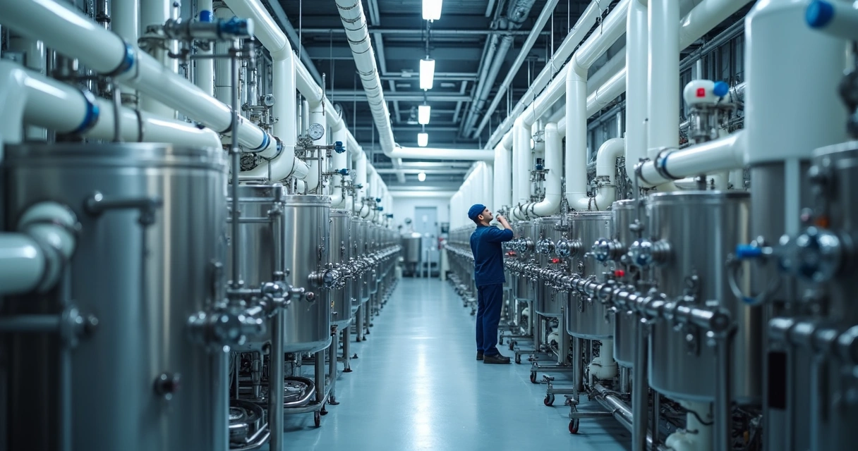 Linha de produção industrial com uso de tubos em polímero 