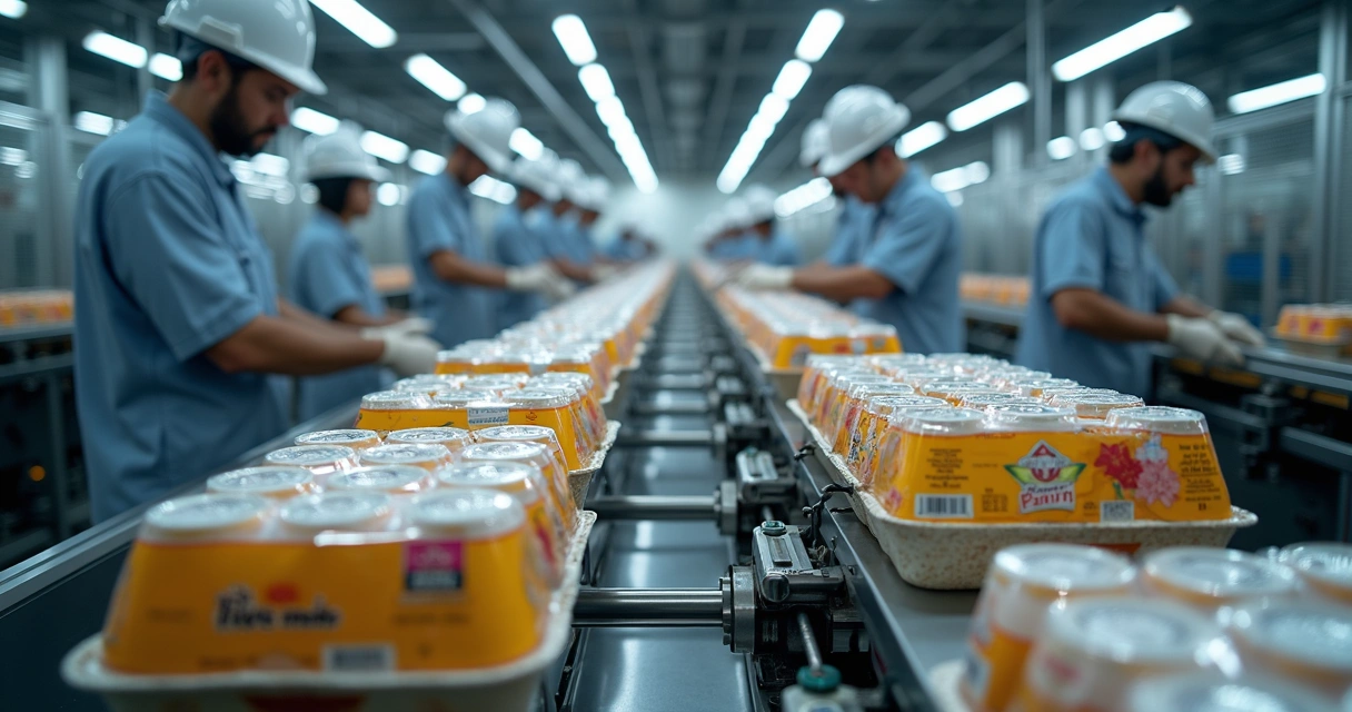 Linha de produção com embalagens diferentes para private label e white label 