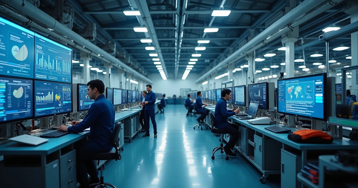 Processos industriais e telas digitais integradas 