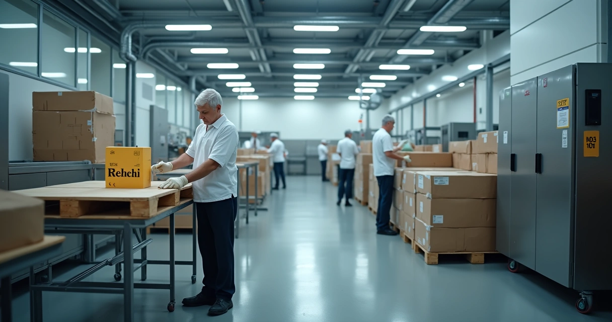 Setor de recebimento de insumos em indústria alimentícia, com operador conferindo lotes