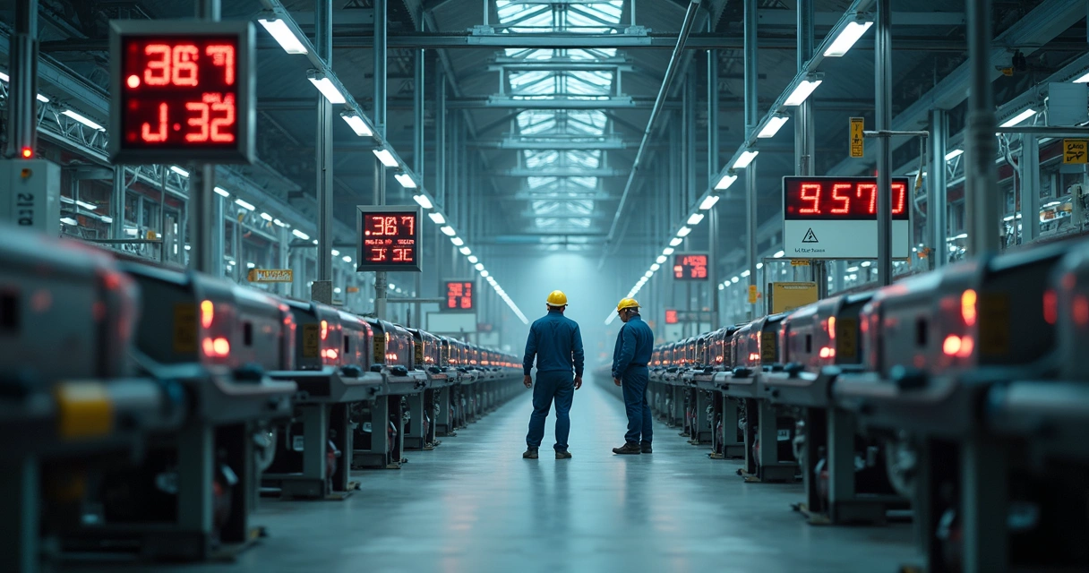 Idle industrial machinery during unexpected downtime 