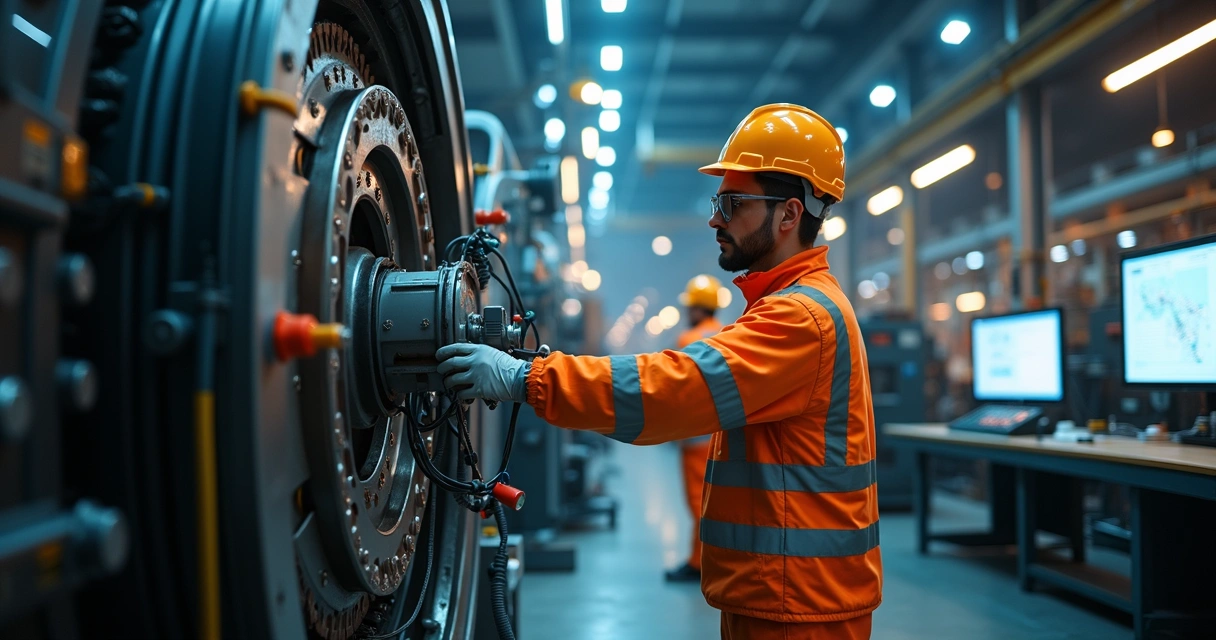 Técnico de instalación de sensores en maquinaria industrial 