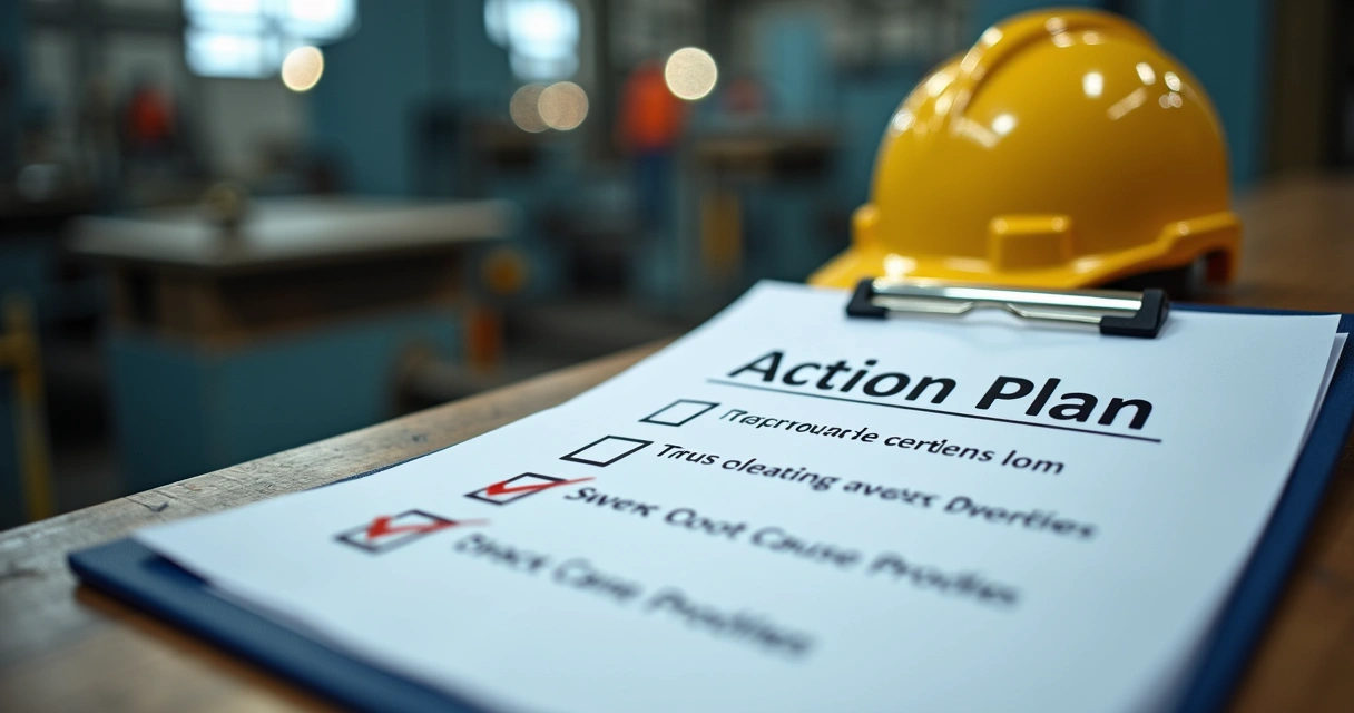 Plan de acción en papel con fondo industrial 