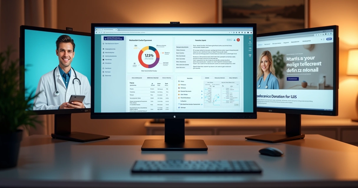 Collage of healthcare, ecommerce, and nonprofit websites on screens 