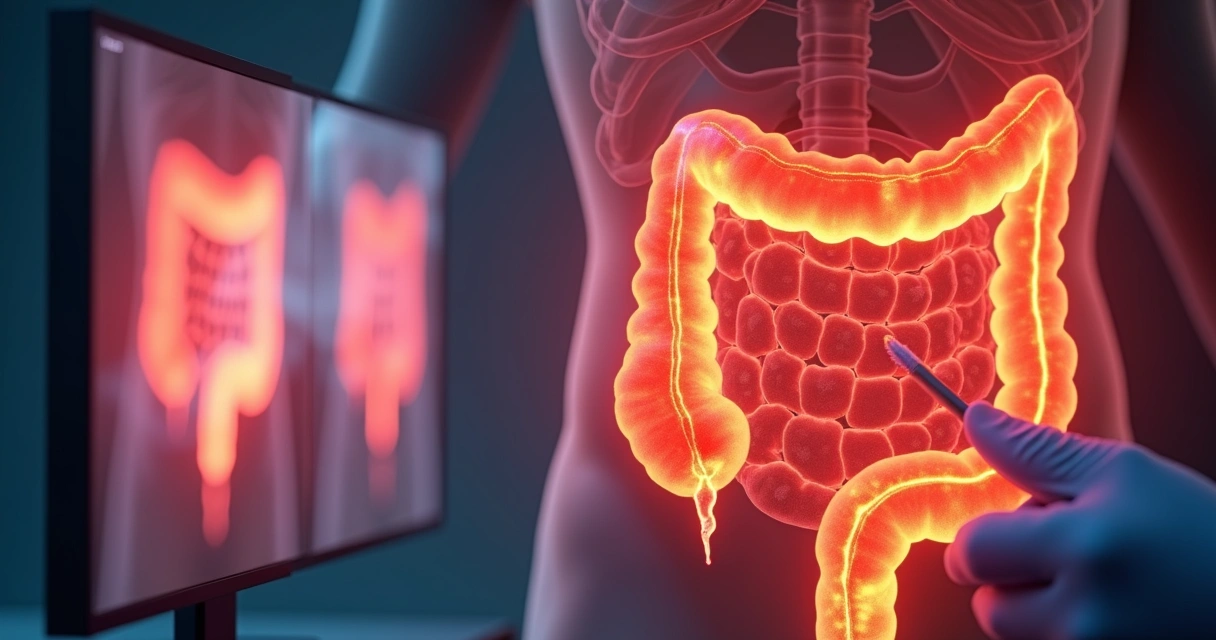 Tomografia mostrando inflamação do cólon 