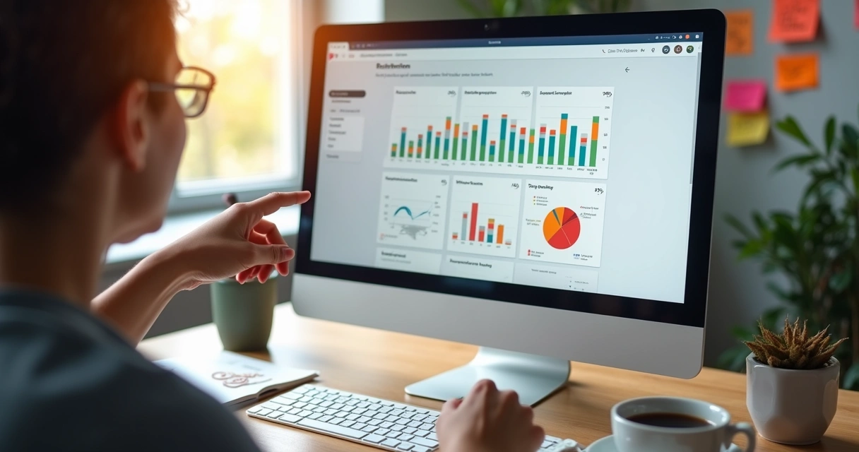 Painel com gráficos e avaliações de influenciadores