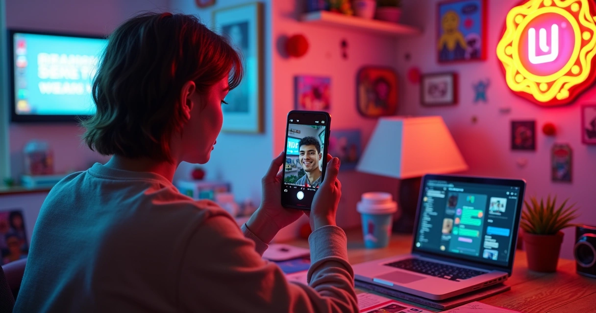 Microinfluenciador gravando conteúdo autêntico para seguidores 