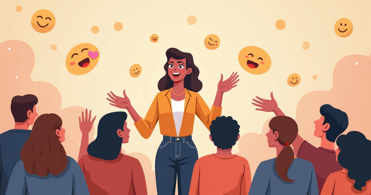 Ilustração de influenciador mostrando lado humano ao público 